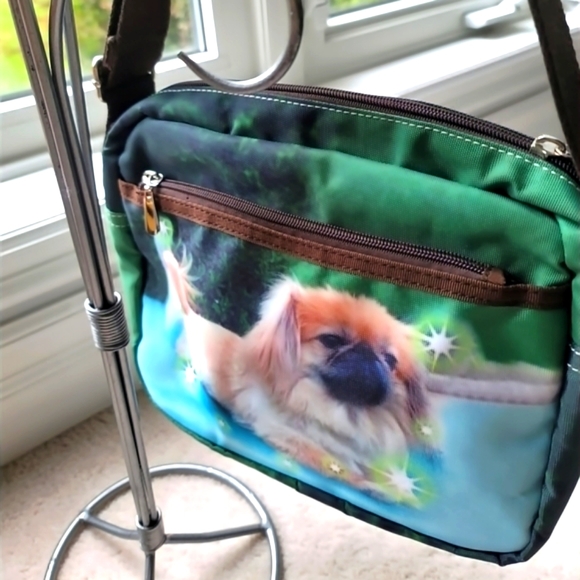 Dog Print Messager Shoulder Bag with Rhinestones - Picture 4 of 8